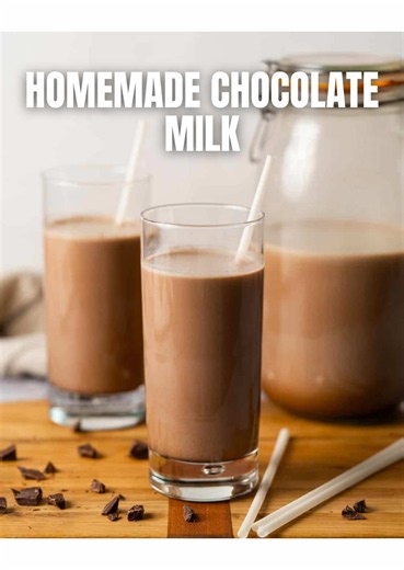 Store-bought chocolate milk somehow ended up with twice the ingredients. 😅 This homemade version takes just a few minutes and uses things you probably already have. Google “chocolate milk Tastes Better From Scratch” for the recipe! #ChocolateMilk #Homemade #fromscratch