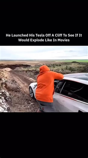 Knowledge Universe on Instagram: "YouTuber Danny Duncan launched his Tesla Model 3 off a cliff to see if it would explode like in movies. Before the jump, he tested the car’s windows and showed they were stronger than regular glass. The impact was severe, airbags deployed mid-air, and the Tesla was completely destroyed but never caught fire or exploded. The stunt went viral, sparking widespread discussions about Tesla’s safety, engineering, and how far people will go to test it. via: DannyDuncan
