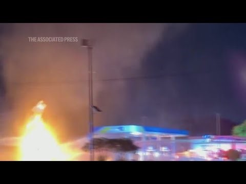 Downed power lines ignite gas tanker after Fort Worth crash