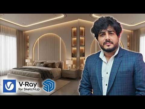 3D Bedroom Design in SketchUp || Part - 1 || Modeling and Render in v-ray 7