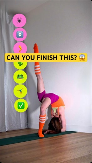 Olha - Flexibility Coach on Instagram: "Can YOU Finish This? 😱 It’s a full flexibility + mobility wall challenge — backbend, headstand, hip opening and splits in one combo. Each move unlocks the next one — if you miss one, you’re out 😈 How far can you get? 💬 Comment the number or emoji where you stopped 👇 🕷️ 1 = bridge ⬇️ 2 = elbows down 🦵 3 = leg lift 🌵 4 = headstand 🐸 5 = frog 🤸‍♀️ 6 = split ✅ 7 = full finish Save it and try it later 🩵 . . #flexibility #mobilitychallenge #stretching 
