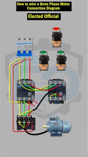 How to wire a three Phase Motor Connection Diagram #ElectricalTips #DIYElectric #ElectricProject #HomeElectrical #TechTutorial #LifeHacks #ElectricalHack | 𝐄𝐥𝐞𝐜𝐭𝐞𝐝 𝐎𝐟𝐟𝐢𝐜𝐢𝐚𝐥