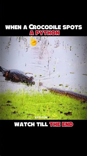 When A Crocodile Attacks A Giant Anaconda... 💥 #Crocodile #Python #Anaconda #AnimalAttacks