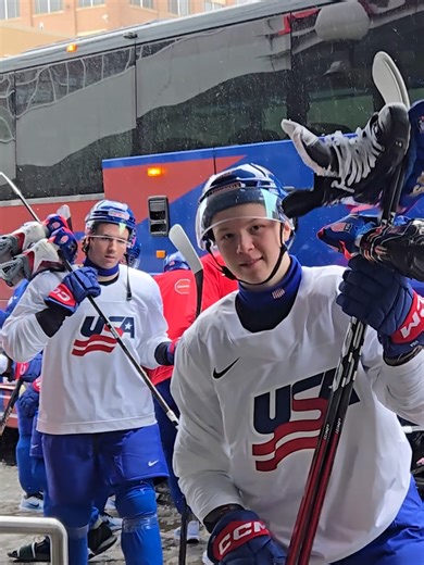 Snowy Arrivals Highlight Team USA's Hockey Practice