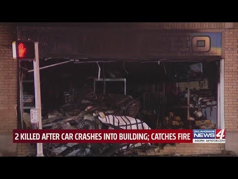 2 killed after car crashes into building; catches on fire