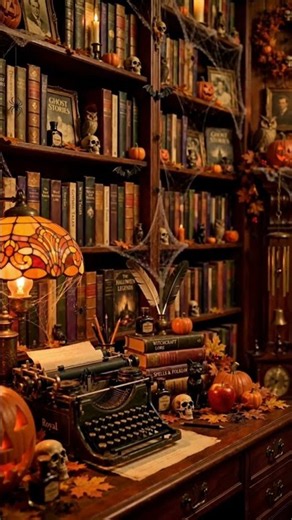 Halloween crackling fireplace, ambience for peace and relaxation #halloween #ambience ￼