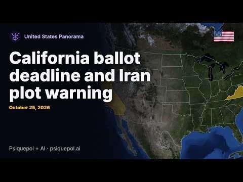 California ballot deadline and Iran plot warning · Oct 25, 2026