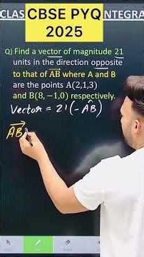 Q) Find a vector of magnitude 21 units in the direction opposite to that of (AB) ⃗ where A and B