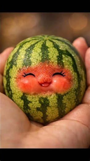 Watermelon testing itself So cute / ASMR / #ai #aifruits #aivideo #cravings #food