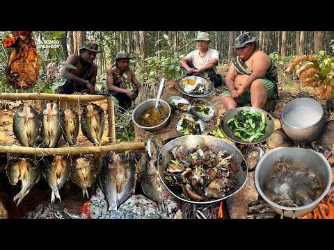 Wildness Cooking Skill Making Rohu Fish Sukuti Dry Over Fire Fish Fry Fish Curry Rice Cooking&Eating