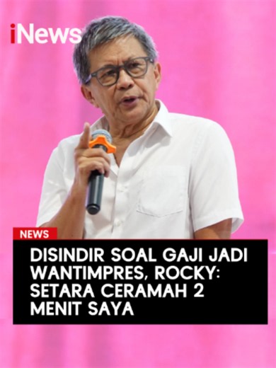 Anggota Dewan Pertimbangan Presiden (Wantimpres) Rocky Gerung mendapat sindiran dari mahasiswa terkait gajinya saat menghadiri Seminar Nasional Algoritma Bernegara di Universitas Negeri Medan (Unimed), Sumatera Utara, Jumat (23/10/2026). Menanggapi sindiran tersebut, Rocky mengklaim tarif ceramahnya di hadapan perusahaan asing mencapai US$20.000 atau sekitar Rp300 juta per jam. Dia menyebut gaji sebagai anggota Wantimpres setara dengan penghasilannya dari ceramah selama dua menit. Meski memiliki