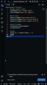 Python Beginner Program 🔥 | Student Marks Input & Output