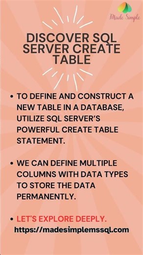 Create Table in SQL Server | #sql #coding #sqlserver | Made Simple MSSQL