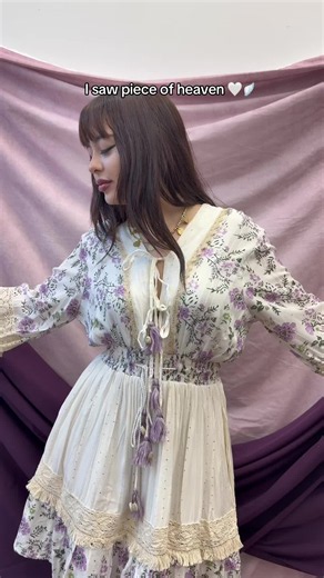 Whimsical floral lace, mini dress with shell accents 🪽🐚✨💜🔮 #floraldress#dress#shell#whimsical#outfitinspo
