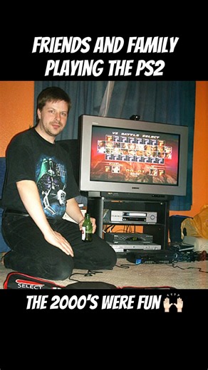 Family and friends playing the PS2 in the 2000’s