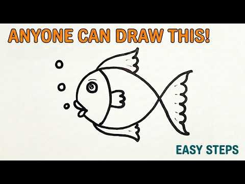 The Easiest Cute Fish Drawing Ever! 🐟