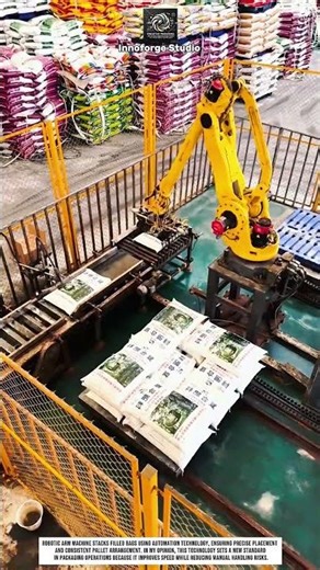 Stacking Bags Using Robotic Arm Machine With Automation Technology For Productivity
