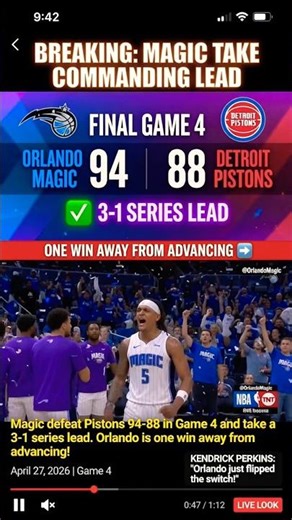 Magic Take 3-1 Lead Over Pistons! 94-88 Win 😱🔥 #NBAPlayoffs