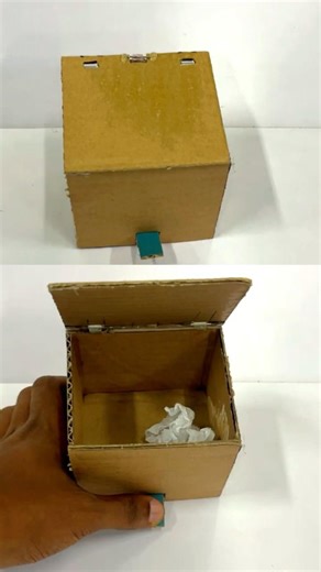 DIY Mini Table Garbage Bin from Cardboard #DIY #CardboardCraft #Recycle #TrashBin #DeskOrganizer