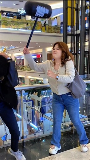 1000 ton hammer prank makes beautiful girl annoyed, very funny haha 🤣 | Jeni Heart