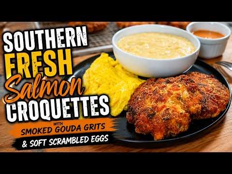 Old School Southern Salmon Croquettes and Smoked Gouda Grits