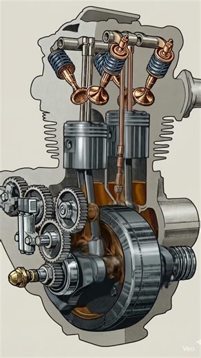 Mesmerizing Vintage Engine Cross-Section | Mechanical Animation #3danimation #engineanimation #ai