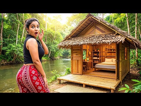 I Built a Luxury Jungle Hut by the River Alone | Primitive Survival Shelter ASMR