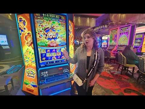 Ruby Plays the Falling Coins Link Slot Machine in Las Vegas!