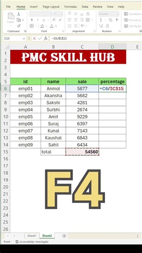 Excel में Percentage कैसे निकालें? | Excel Trick 🔥#viralvideo #trending #exceltips