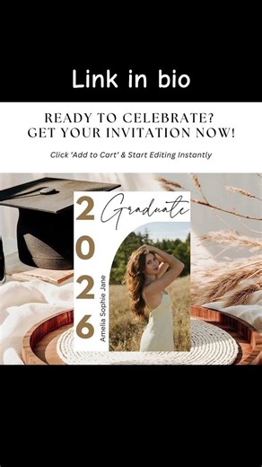 Graduation party invitation template, Class of 2026 Graduation Announcement ,Minimalist Arch Photo
