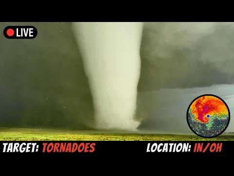 🔴LIVE Strong Tornado and Giant Hail threat target INDIANA/OHIO - LIVE STORM CHASER
