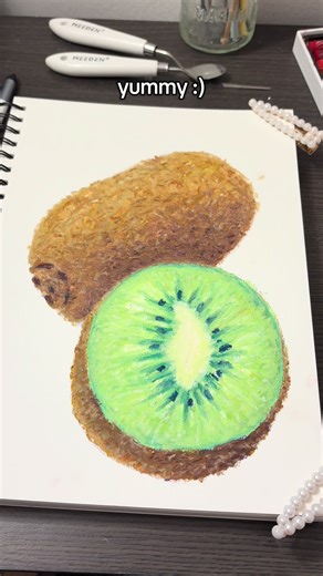 Creating Kiwi Fruit Art with Oil Pastels and Color Theory
