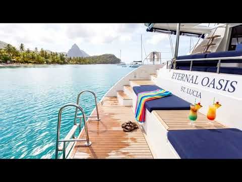 Relaxing Caribbean Steel Drum Music & Gentle Ocean Waves 🏝️ Catamaran Deck & Calm Bay | Island Time