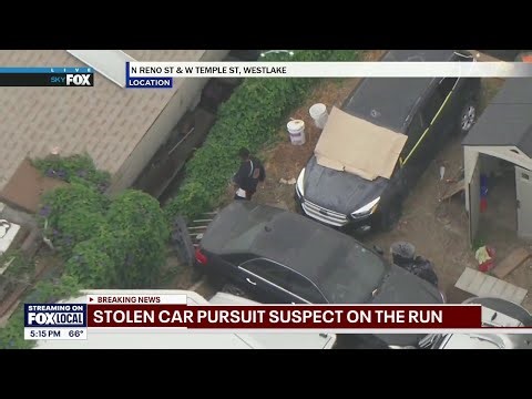 Car chase suspect trying to hide from cops | FOX 11 LA