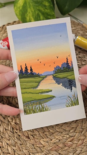 Gouache Tutorial Step-by-Step 🌇