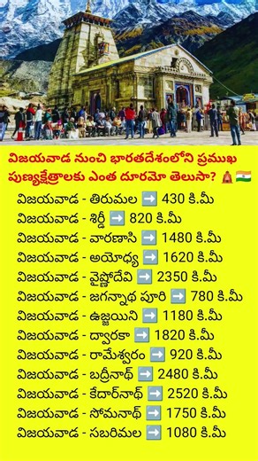 Vijayawada to Famous Pilgrimage Places Distances in India | Temple Travel Guide 🛕🇮🇳#shorts#viral