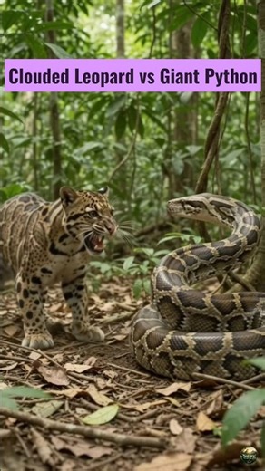 🐆 Clouded Leopard vs Giant Python 🐍 A Thrilling Jungle Showdown 💥 #wildanimals #wildlifeencounters