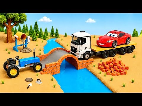 DIY Mini Tractor Builds a Strong Brick and Concrete Bridge for Trucks After a Crocodile Destroyed It