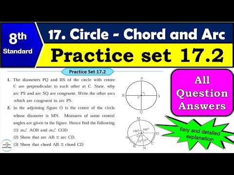 Practice Set 17.2 | Class 8 | Chapter 17. Circle - Chord and arc | Maths | All Question Answers