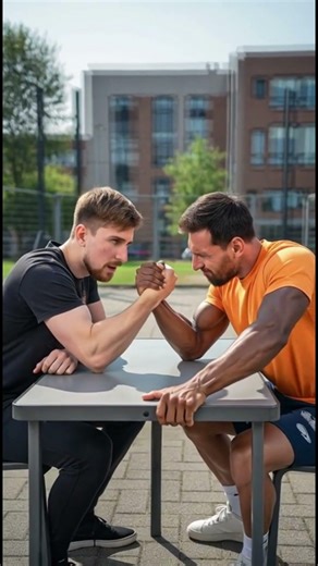 MrBeast vs Lionel Messi Arm Wrestling Challenge | Who Wins? #shorts #challenge #armwrestling