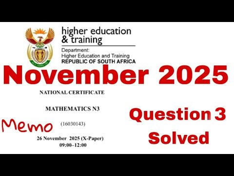 Mathematic N3 November 2025 Question Paper memo | Question 3