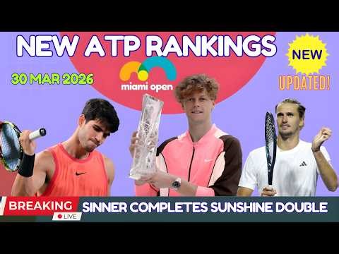 Miami ATP Rankings UPDATE! Sinner COMPLETES Sunshine Double | Alcaraz Stunned, Djokovic Falls!
