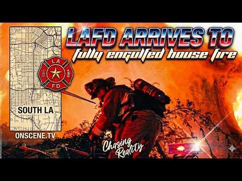 LAFD Arrives to FULLY Engulphed House Fire | SOUTH LA