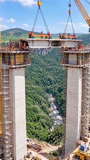 From Two Towering Concrete Piers to a Massive Bridge!