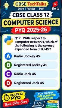 CBSE PYQ | Q17. RJ 45 | Class 12 CBSE 2025-26 Computer Science #shorts