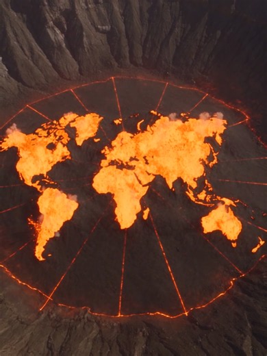 Giant globe dropped into lava causes magma explosion