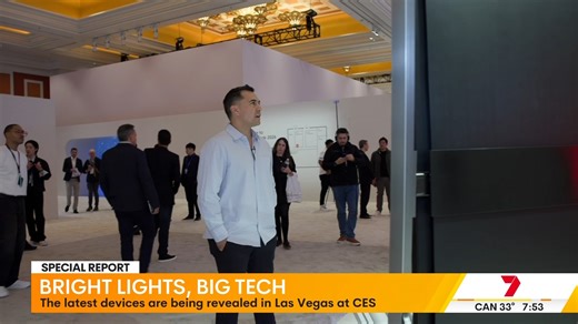 CES, the world's largest consumer electronics show in Las Vegas, showcases emerging technology including Samsung's Galaxy Z Trifold smartphone with the biggest screen ever on a mobile device, the Freestyle Plus AI-powered projector with auto-focus and obstacle detection, and LEGO's smart bricks that react to children's play without screens. The exhibition features design-focused speakers, concept devices like a vinyl record player with a touchscreen display, and a heavy emphasis on robotics and 