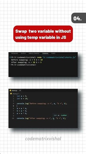 Swap Two Variables using XOR Operator | Without Using Temp Variable in JavaScript #coding #interview