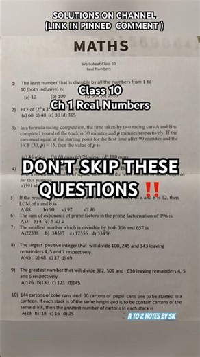 Class 10 Maths Ch 1 Real Numbers 🔥 Important Questions | MCQs | Worksheet & Assignment | CBSE 2026
