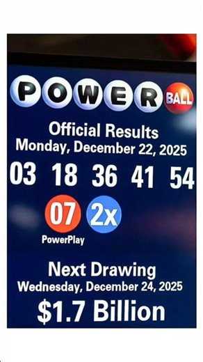 Powerball Winning Numbers: Dec 22, 2025 |$1.7 Billion Next! 💰​#PowerballResults#Jackpot#USA